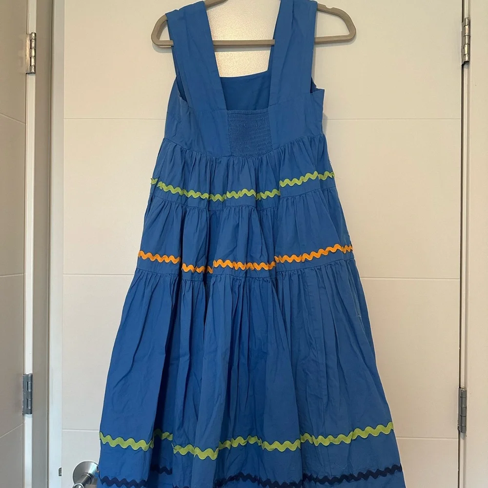 Anthropologie Blue Midi Dress with Colorful Accents - Picture 3 of 4